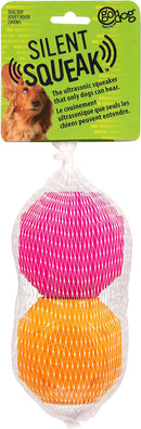 Godog Silent Squeaker Ball Dog Toy 2pk