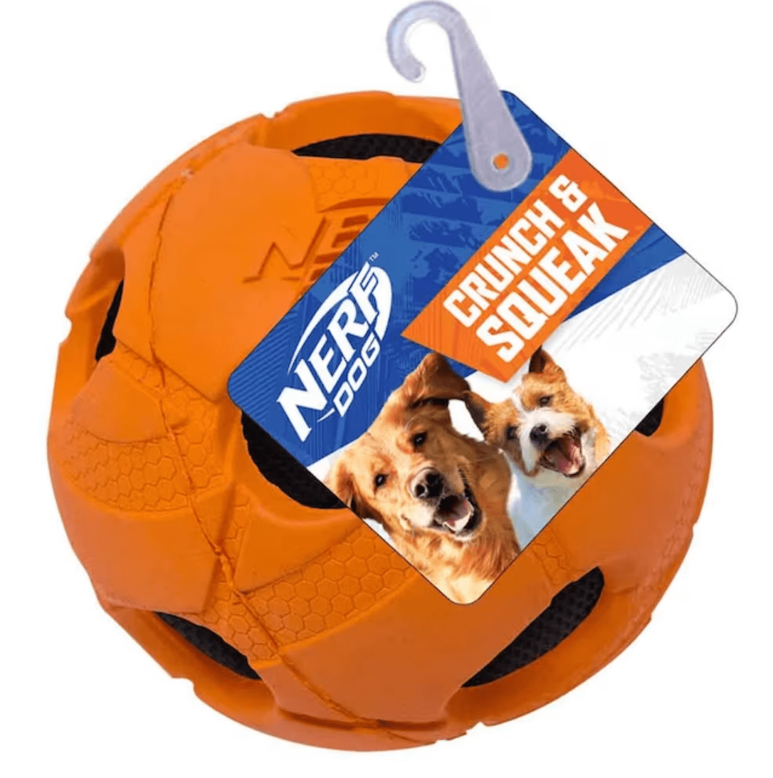 Nerf Pet Nerf Dog 3.8 Crunch Squeak Rubber Ball Dog Toy CHEAPER THAN CHEWY