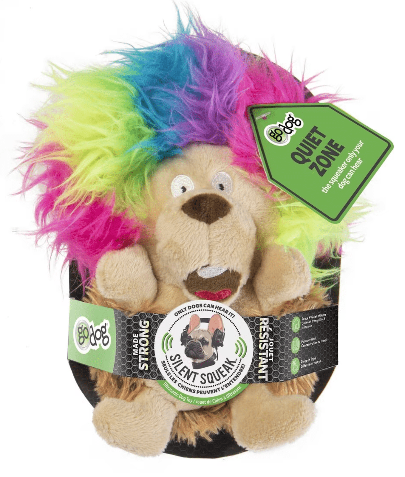 HEARDOGGY! SILENT SQUEAK CRAZY HAIRS LION DOG TOY SMALL - Jungle Junction
