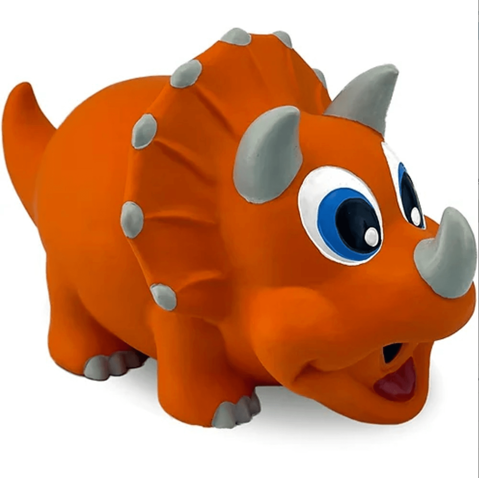 Fun Durable Rubber Dog Toy - Naturflex Triceratop Squeaker