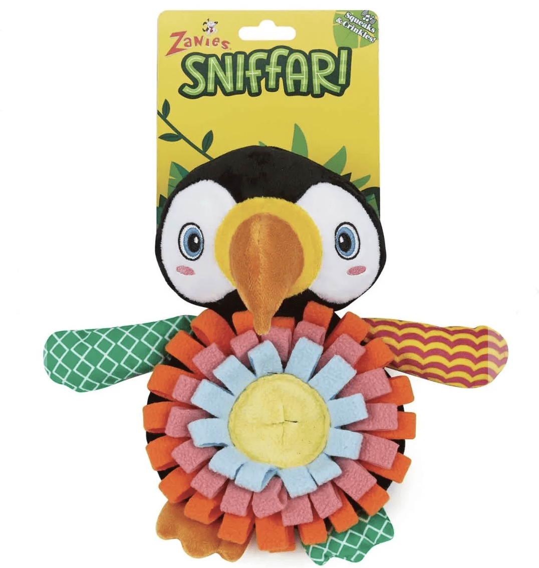 Zanies Sniffari Parrot Dog Toy - Fun Squeaky Treat Hunt