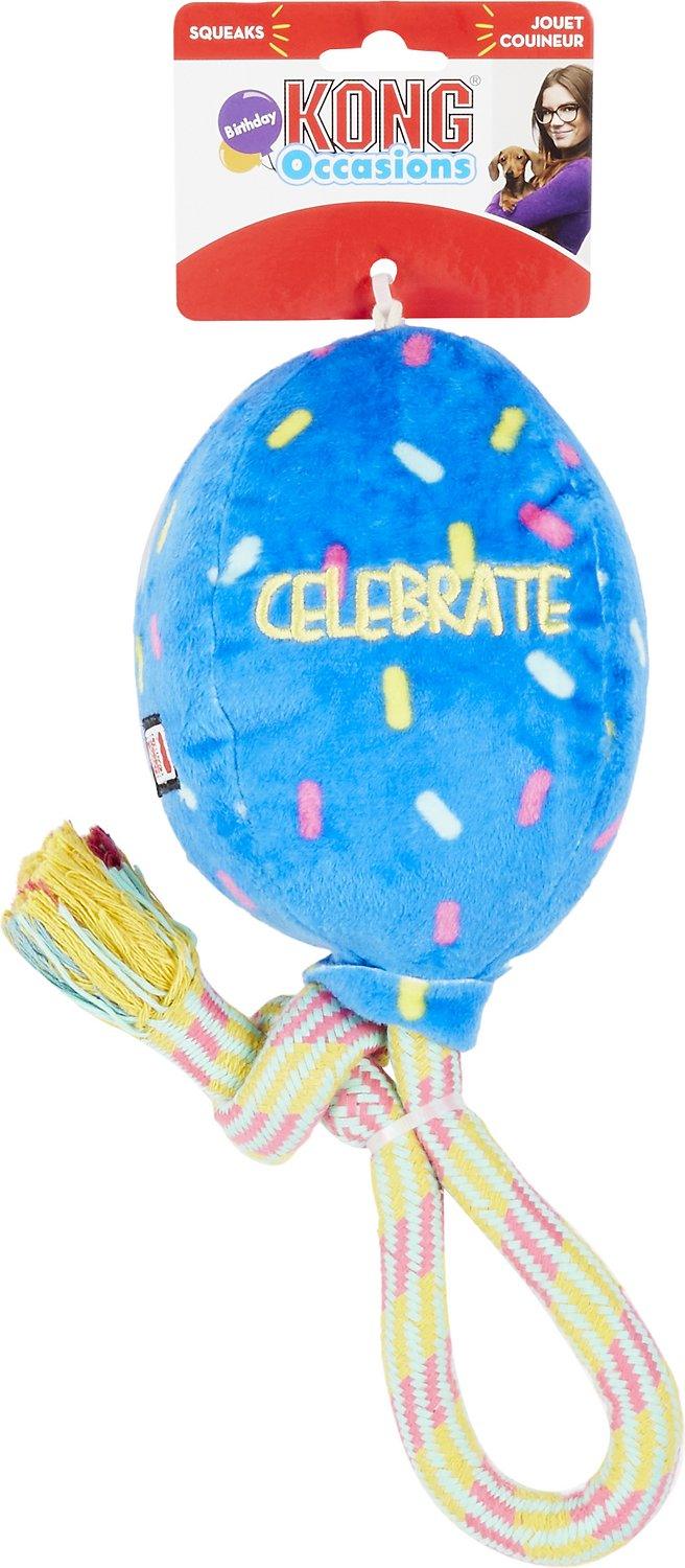 KONG Birthday & Celebrate Balloons Squeaky Fetch & Tug Toy: 3 Sizes