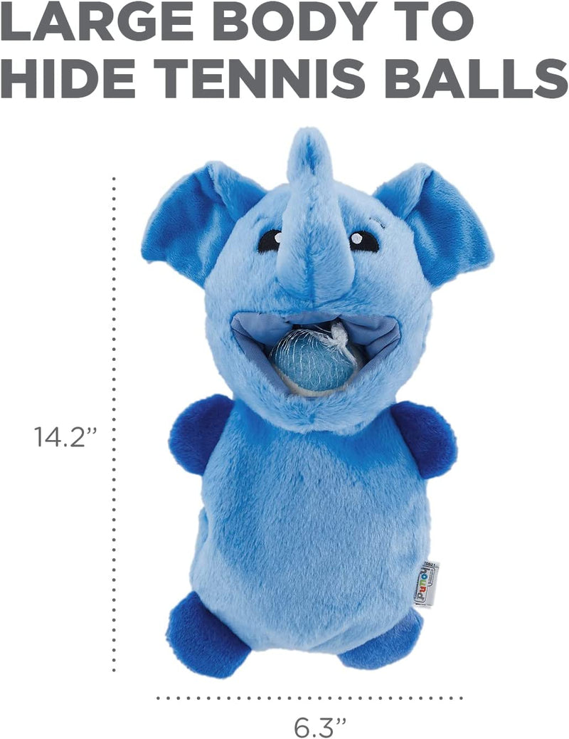 Outward Hound Ball Hogz Hide and Seek Elephant Dog Toy with Tennis Balls