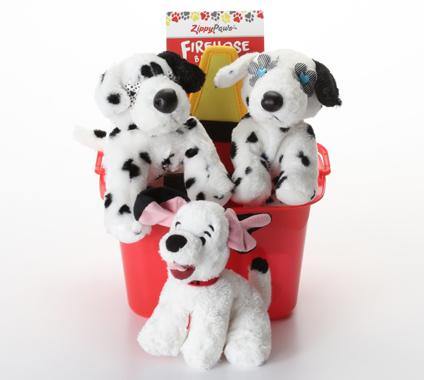 Dalmatian SQUEAKY Dog/Puppy Gift Basket with Firehose Toy: 2 Sizes