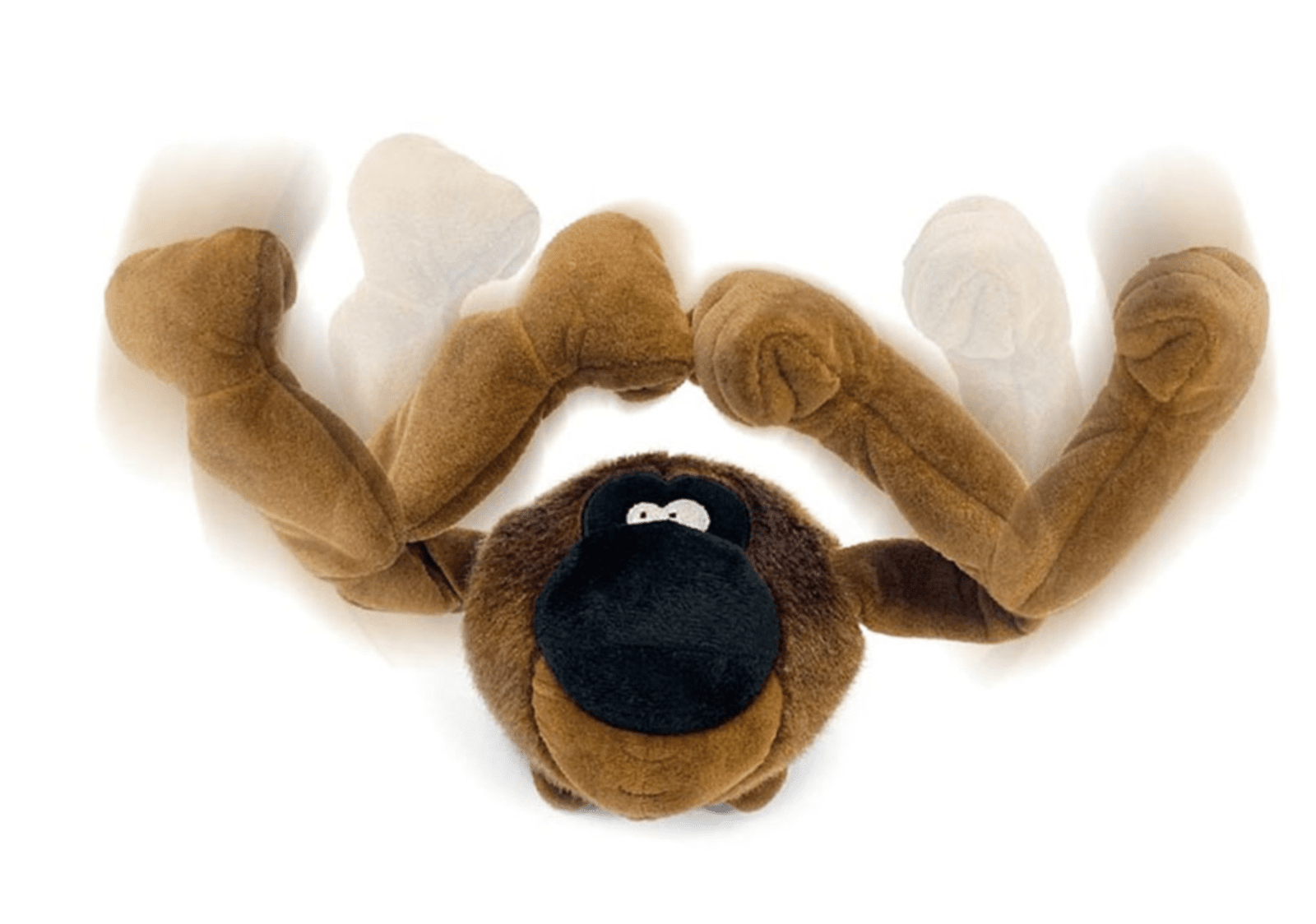 goDog Silent Squeak Crazy Hairs Hedgehog Dog Toy, Brown, Small