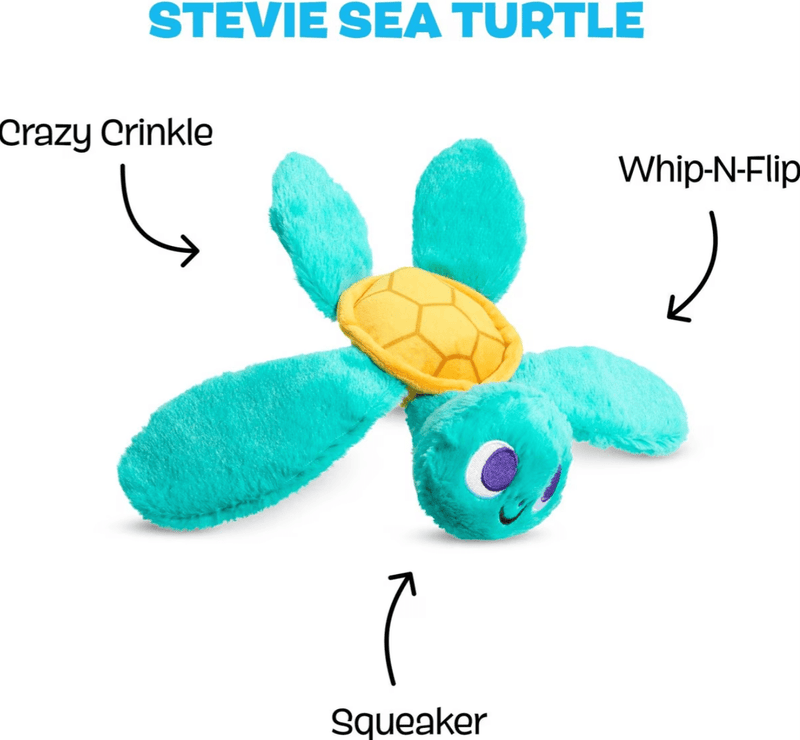 $2 OFF! BARK Stevie Sea Turtle Crinkly Squeaky Plush Dog Toy for Small Dogs - Glad Dogs Nation | ALL Profits Donated