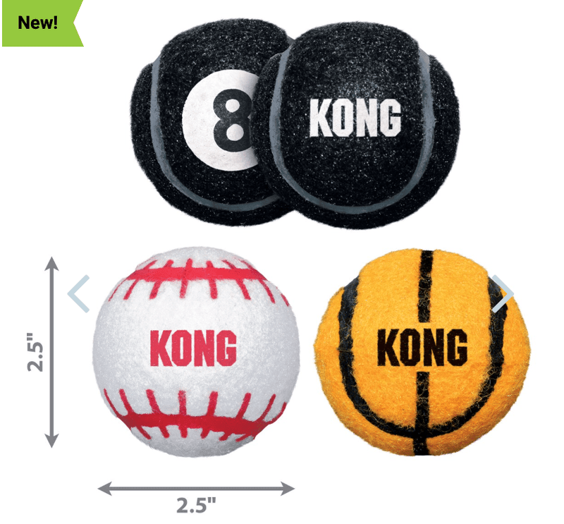 30% OFF! KONG Sport Balls Dog Fetch Toys Medium 3 Pack - Glad Dogs Nation | ALL Profits Donated