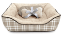 $5 OFF! Style Selections Rectangular Tan Plaid Bolster with Blanket & Plush Bone - Glad Dogs Nation | ALL Profits Donated