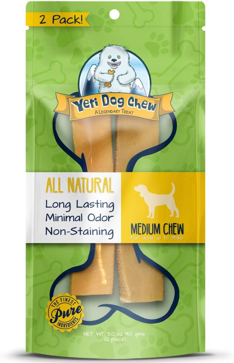 Yeti Dog Chew Medium Yak Cheese Chew for Dogs up to 45 lbs: Single & 2 Pack