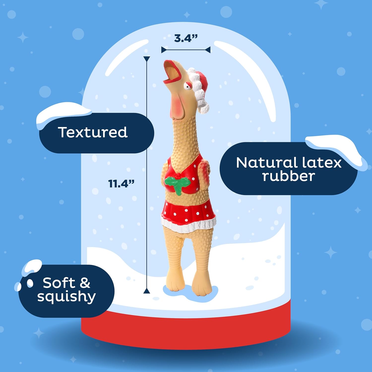 Outward Hound Squawkers Christmas Latex Rubber Chicken: Earl or Henrietta