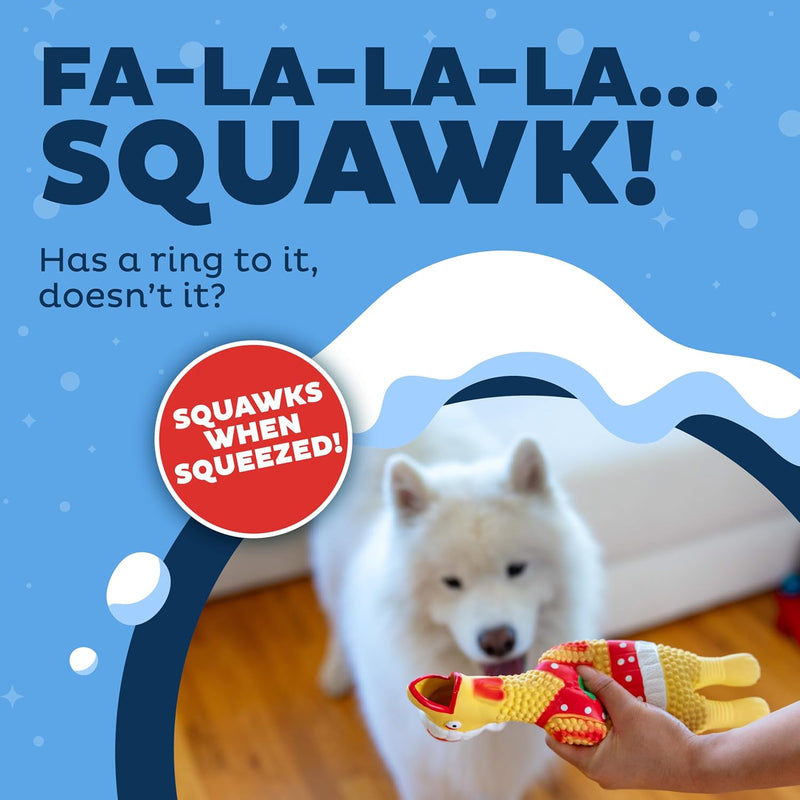 Outward Hound Squawkers Christmas Latex Rubber Chicken: Earl or Henrietta