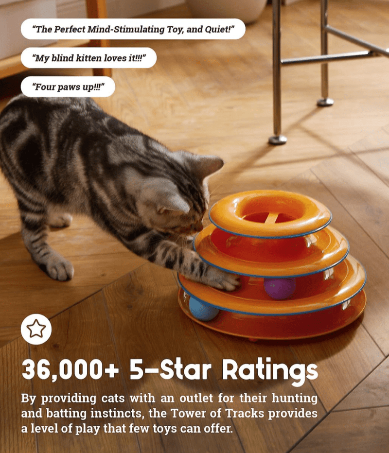 Petstages Tower of Tracks Interactive 3-Tier Cat Toy: 2 Balls per Tier