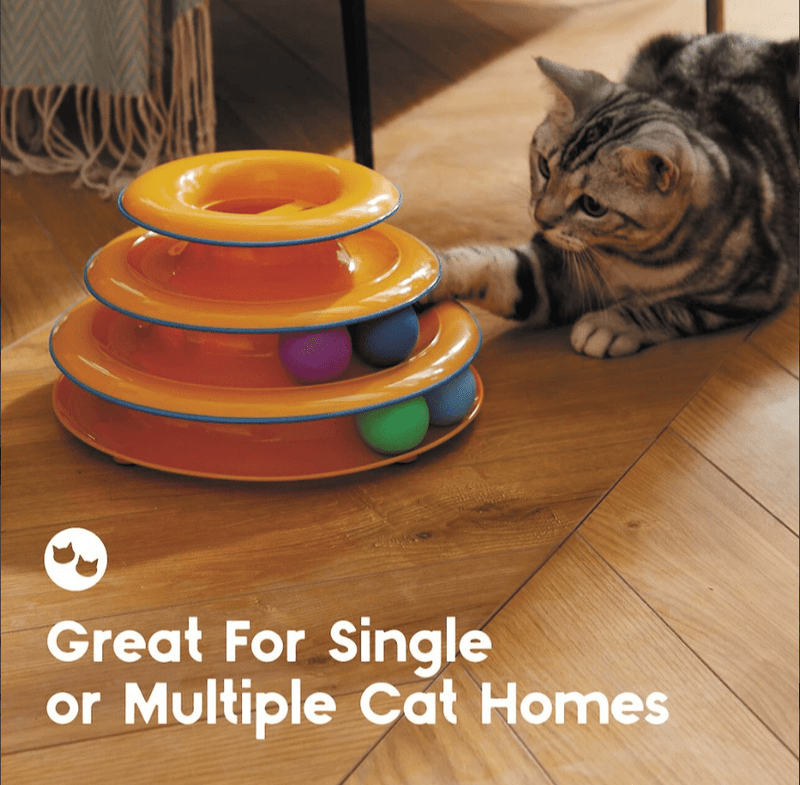 Petstages Tower of Tracks Interactive 3-Tier Cat Toy: 2 Balls per Tier