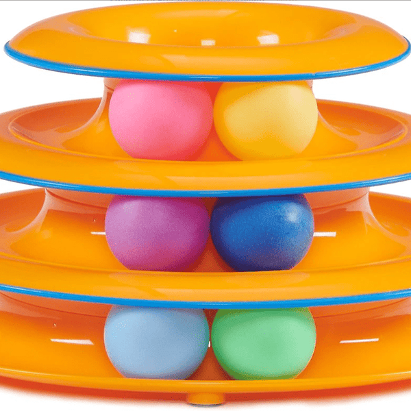 Petstages Tower of Tracks Interactive 3 Tier Cat Toy 2 Balls per Tier