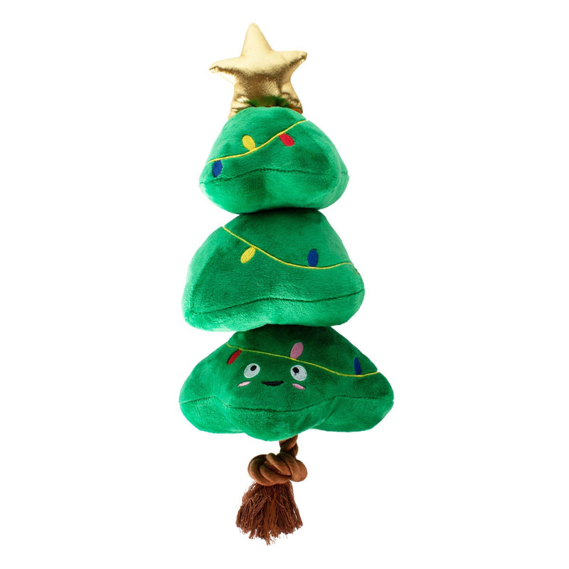 30% OFF! PetShop by Fringe Studio Light Me Up Plush Xmas Tree Squeaky & Crinkle Tug Dog Toy