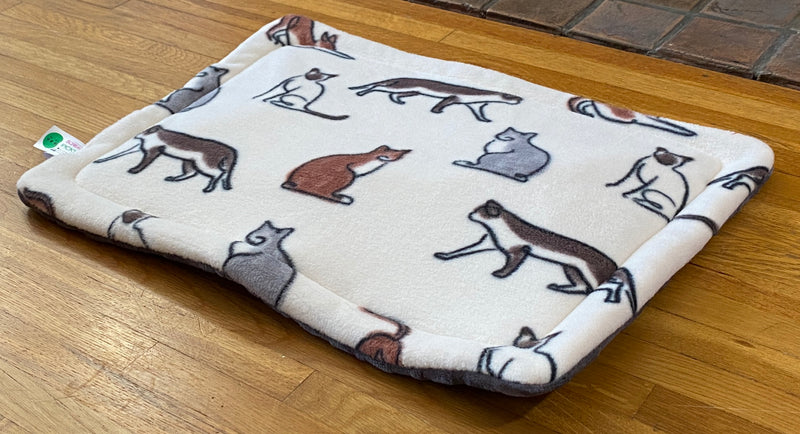 Screaming Pickles Handmade Cat Sketches Fleece Pet Bed Cozy Mat