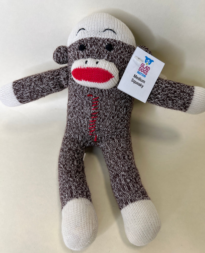 Classic Sock Monkey Stuffed & Squeaky Dog Toys: All Sizes