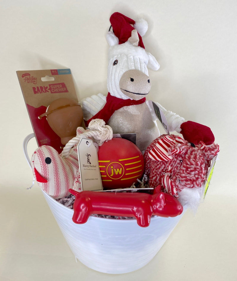 Red & White Holiday Dog Gift Basket