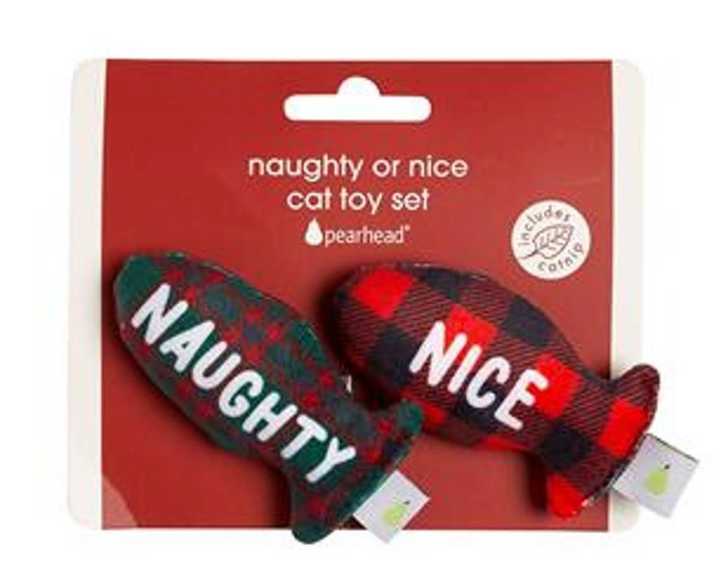 Pearhead Naughty Or Nice Catnip Cat Toy Set