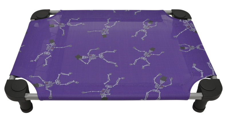 4Legs4Pets Elevated Dog Bed: Halloween Limited Edition Skeletons on Purple