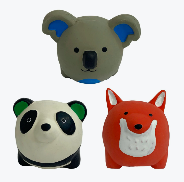 Multipet MiniPet Latex Round Animals 2.5" Dog Toy: Single or 3-Pack