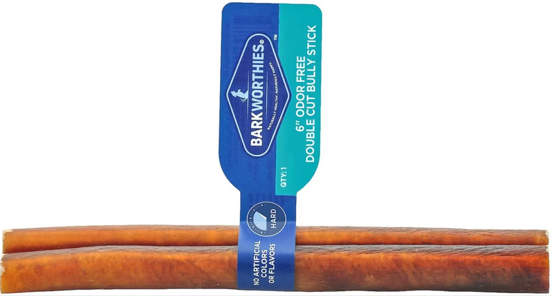 Barkworthies Odor Free DOUBLE CUT Bully Stick Dog Chew Treat: 6" & 12" CHEAPER THAN CHEWY