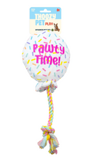ThoozyPet Pawty Time Plush Balloon Crinkle & Squeak Dog Toy with Rope 7"