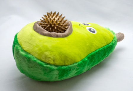 ThoozyPet Avocado Plush Squeaky Dog Toy with Spiky Ball Squeaker: 11"