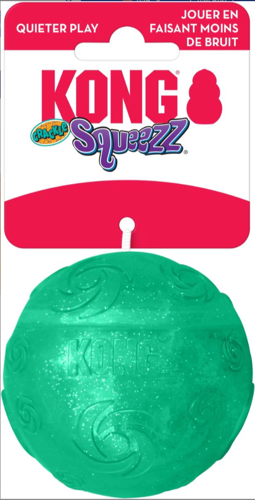 Kong Squeezz Crackle Ball: Quiet Chewing / Choose Your Color