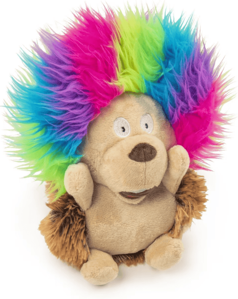 GoDog Silent Squeak Crazy Hairs Hedgehog Dog Toy: Small, Large