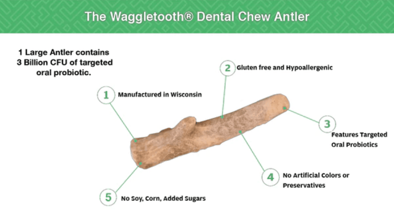 Waggletooth Antler Shaped Dental Treats with Probiotics