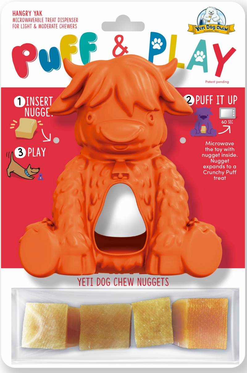 Yeti Dog Yak Cheese Chew Puff & Play Dog Chew Treat Dispenser: Hangry Yeti or Hangry Yak