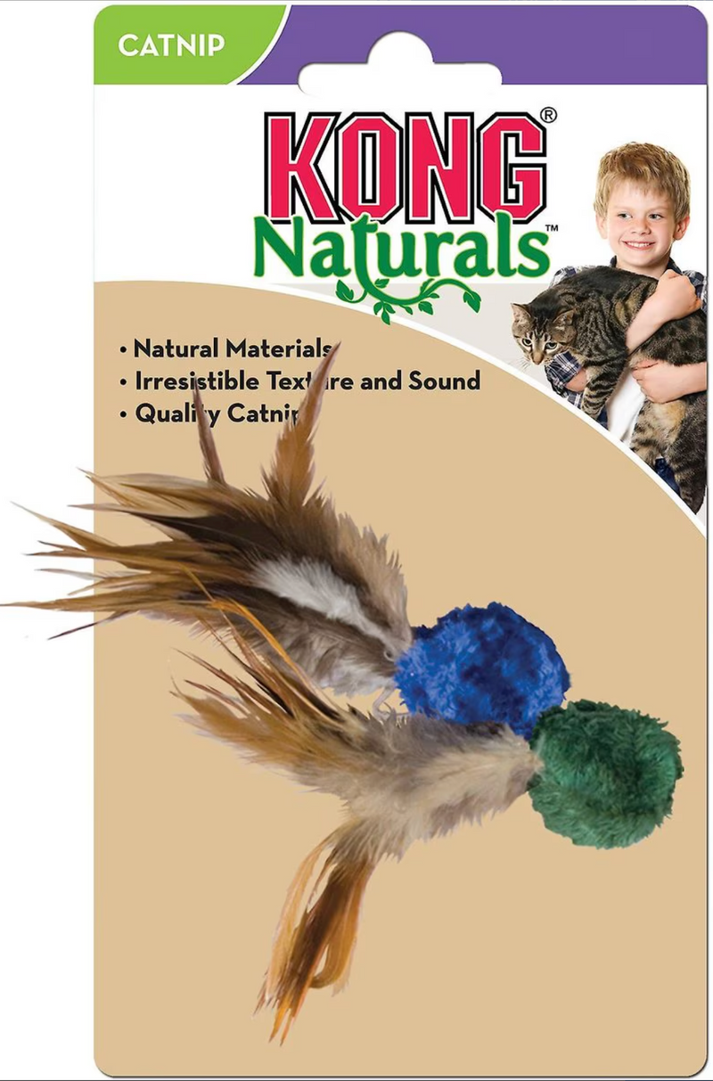 $1 OFF! KONG Naturals Crinkle Ball with Feathers Cat Toys 2 Pack  CHEAPER THAN CHEWY