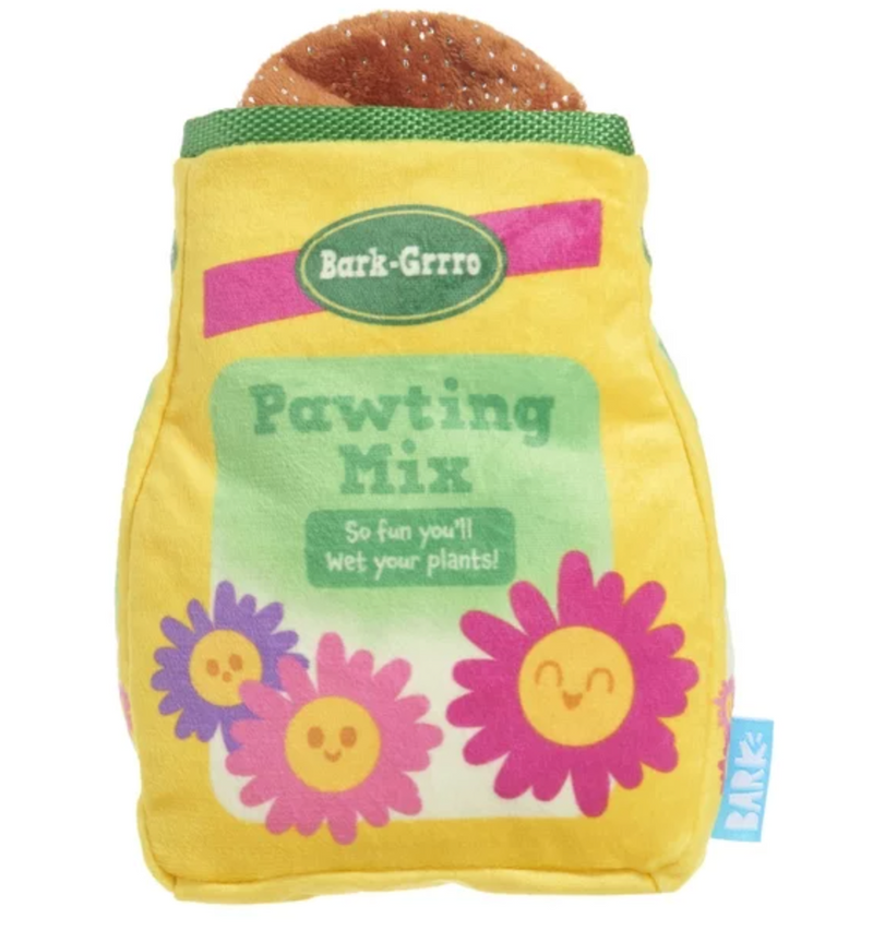 BARK Diggin' Dirt Pawting Mix Dog Toy with Crinkle and Squeaker