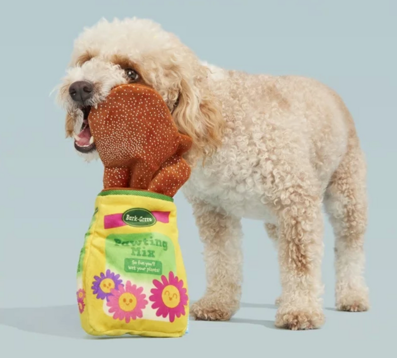 BARK Diggin' Dirt Pawting Mix Dog Toy with Crinkle and Squeaker
