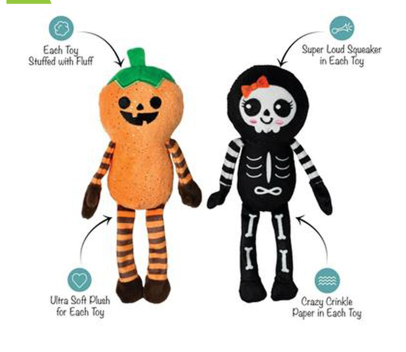 PetShop by Fringe Studio Oh My Gourd Plush Squeak & Crinkle Dog Toy 2 Pack