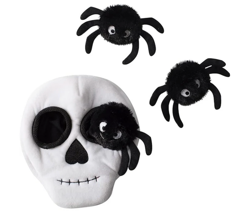 $1 OFF! PetShop by Fringe Studio Skull With Spiders Plush Squeaky Hide & Seek Burrow Dog Toy