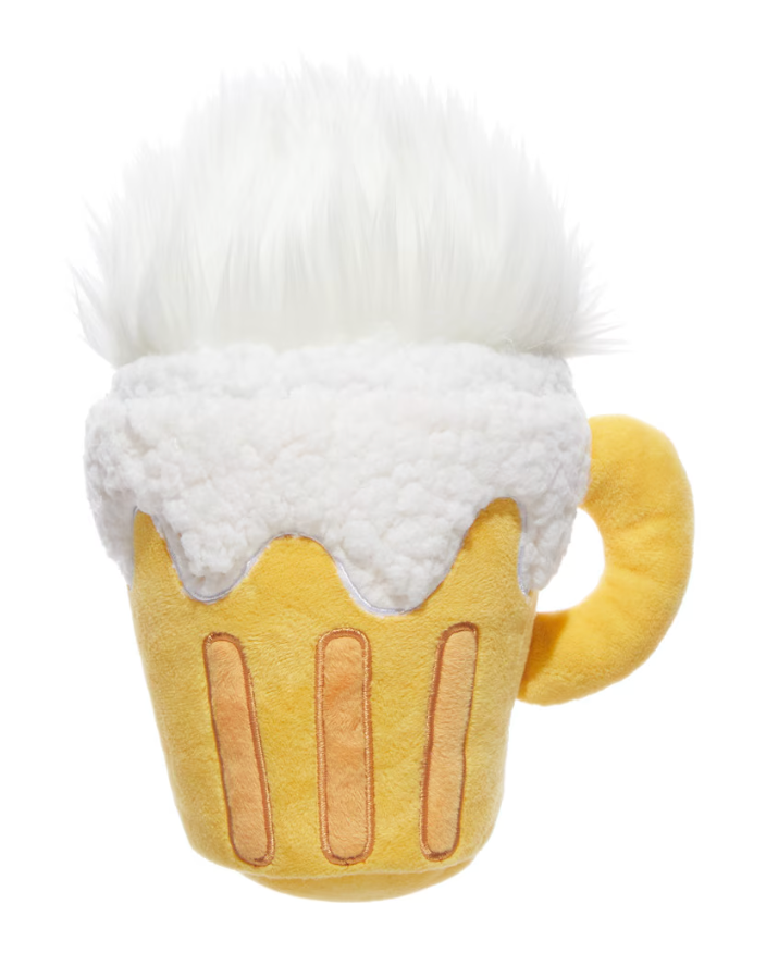 BARK Hair of the Dog Mug of Beer Spiky Squeaker Dog Toy