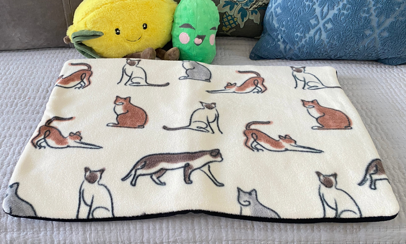 Screaming Pickles Handmade Cat Sketches Fleece Pet Bed Cozy Mat