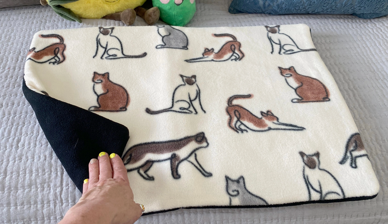 Screaming Pickles Handmade Cat Sketches Fleece Pet Bed Cozy Mat