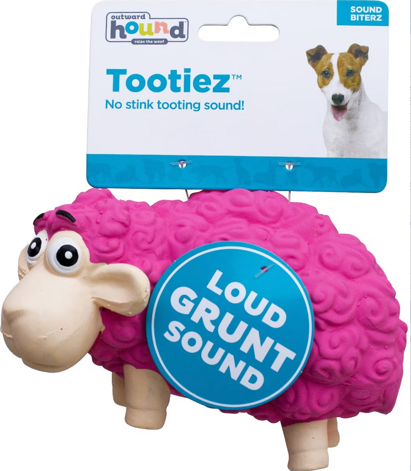 Outward Hound Tootiez Sheep Squeaky Grunting Stuffing-Free Natural Latex Dog Toy CHEAPER THAN CHEWY