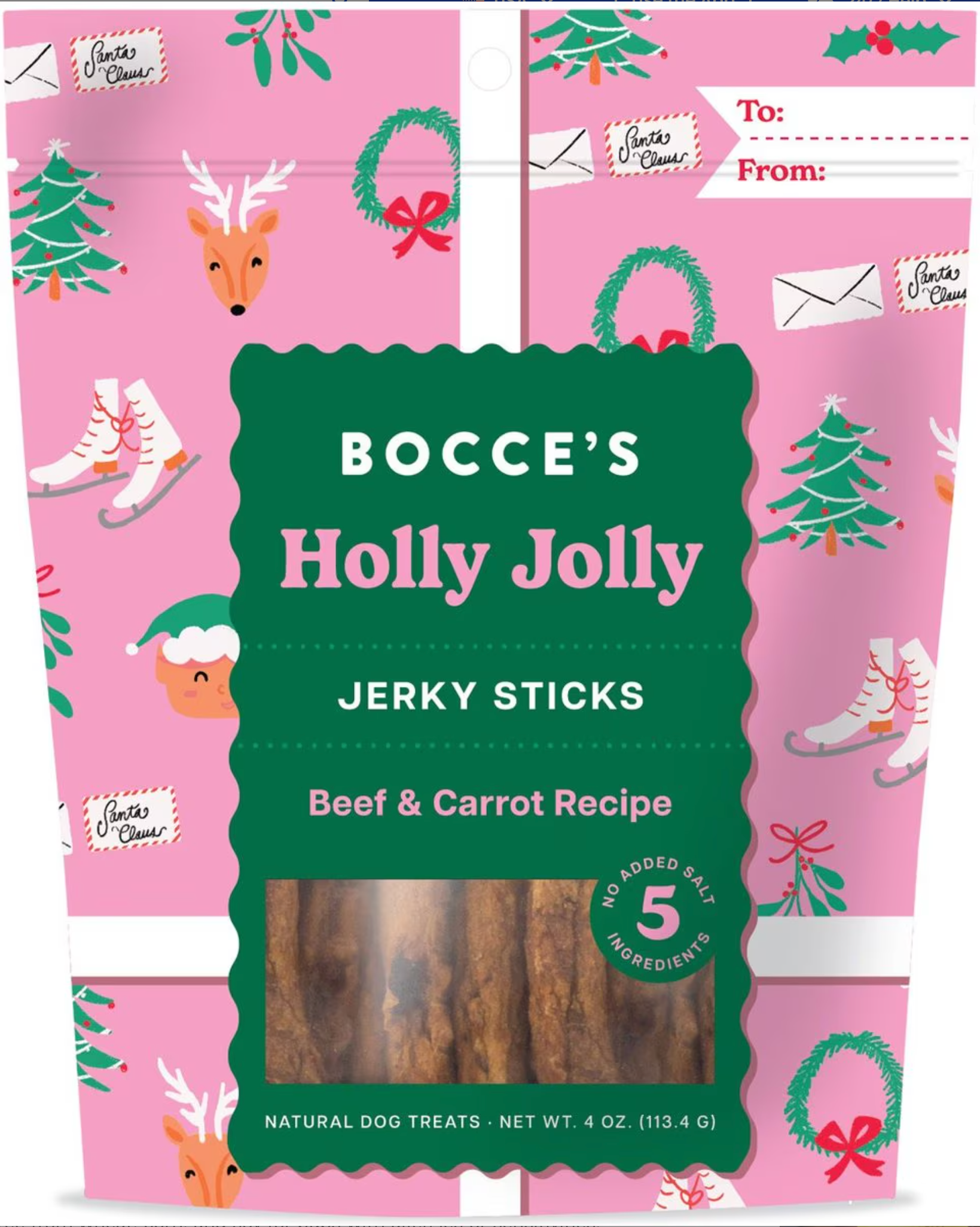 Bocce's Bakery Holly Jolly Beef & Carrot Limited Ingredient Jerky Dog Treats CHEAPER THAN CHEWY