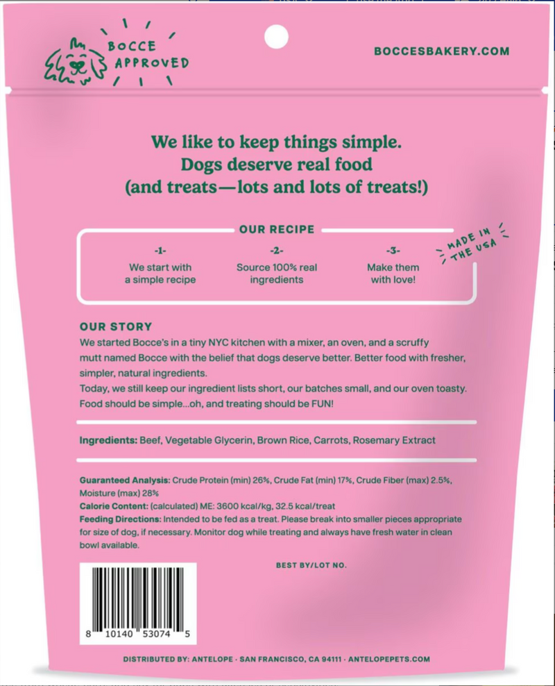 Bocce's Bakery Holly Jolly Beef & Carrot Limited Ingredient Jerky Dog Treats CHEAPER THAN CHEWY