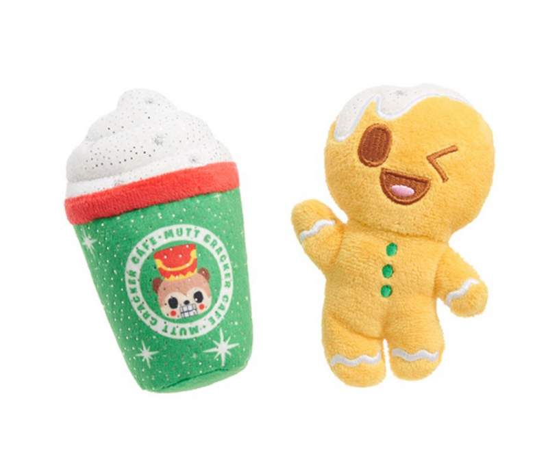 BARK Ginger Boy Brew Plush Dog Toy 2 Piece Set: Small Dogs