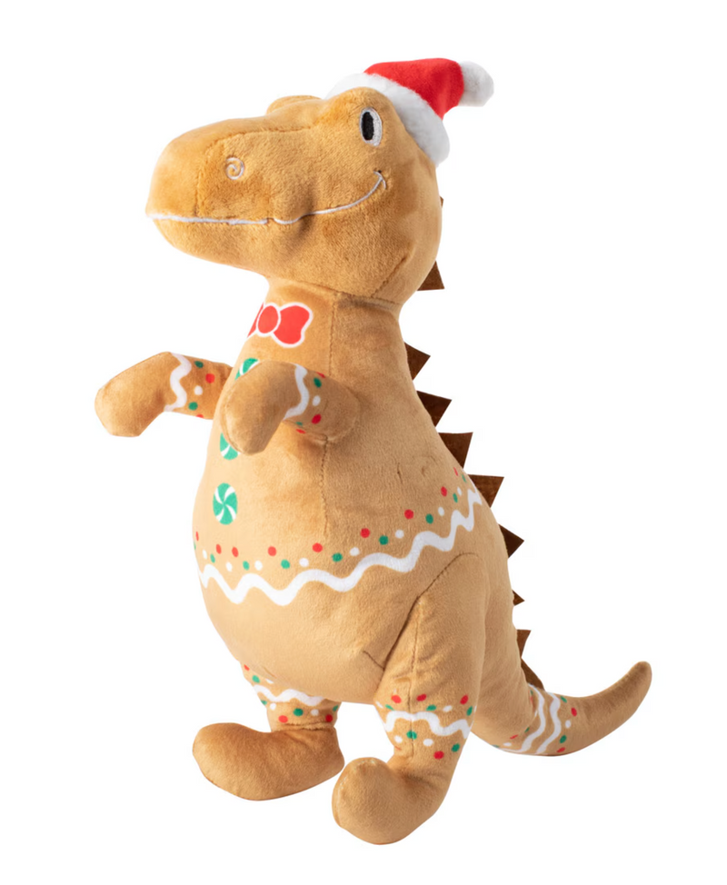 PetShop by Fringe Studio Cookie-Saurus Plush Squeaky Holiday Dog Toy