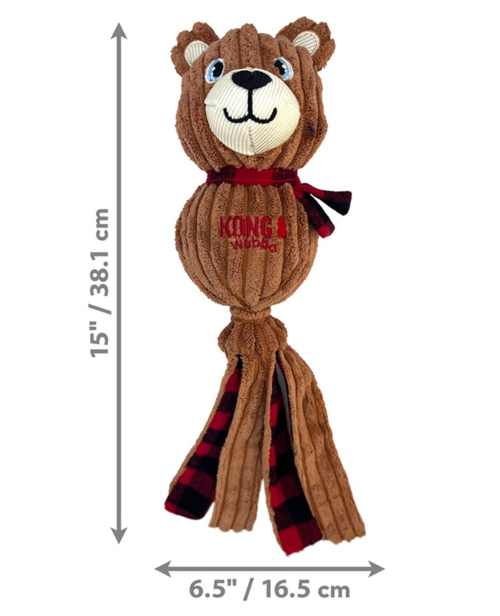 KONG Holiday Wubba™ Corduroy Bear Squeaky Tug Dog Toy: Large