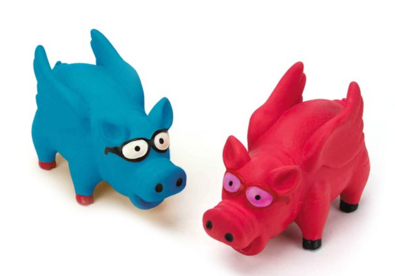 Flying Grunting Pig Dog Toy Durable Latex