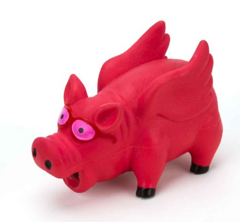 Flying Grunting Pig Dog Toy Durable Latex