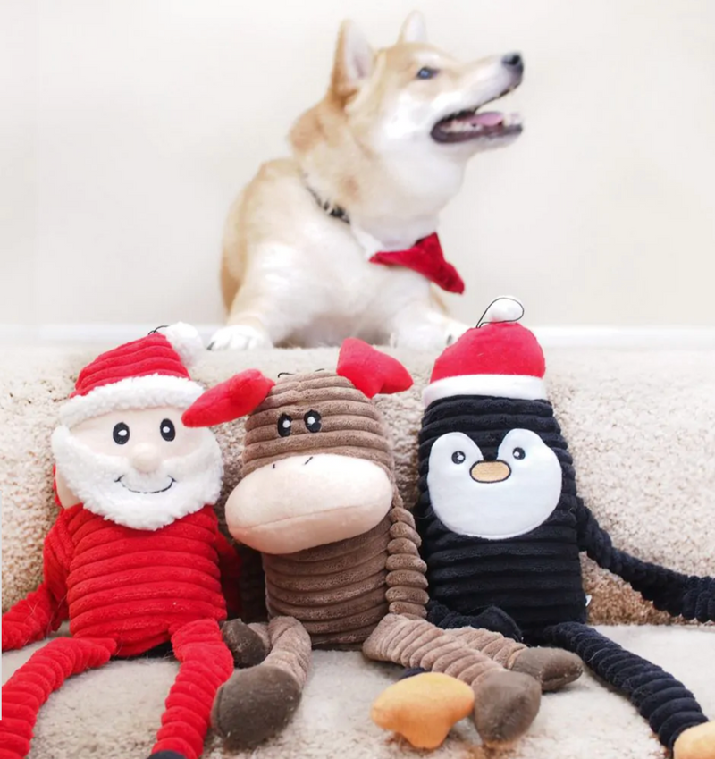Large ZippyPaws Holiday Crinkle Reindeer Squeaky Plush Dog Toy