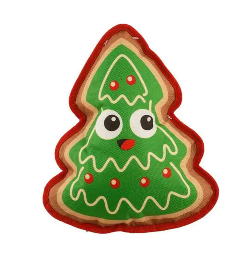 Outward Hound Fire Biterz Christmas Tree Cookie Squeaky Dog Toy: Medium